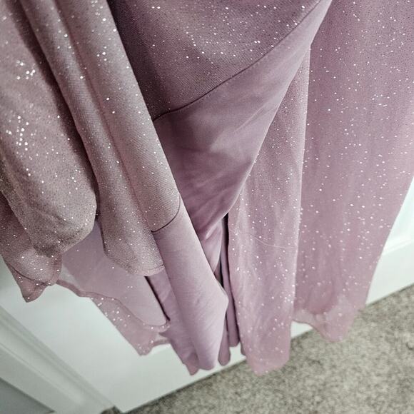 David's Bridal Glitter Knit Dress Womens Size 6 Wrap Prom Formal Wedding Maxi - Picture 6 of 13